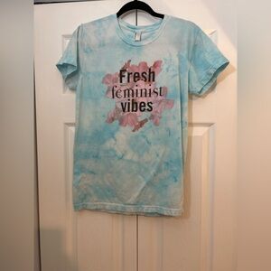 Custom Tie Dye Graphic Tee Bundle (2) Upcycled Feminist Vibes Small women power